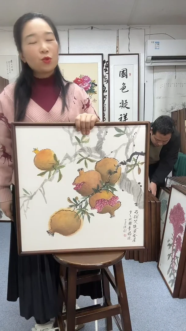 国画尺寸52*52实木画框京东包邮手绘