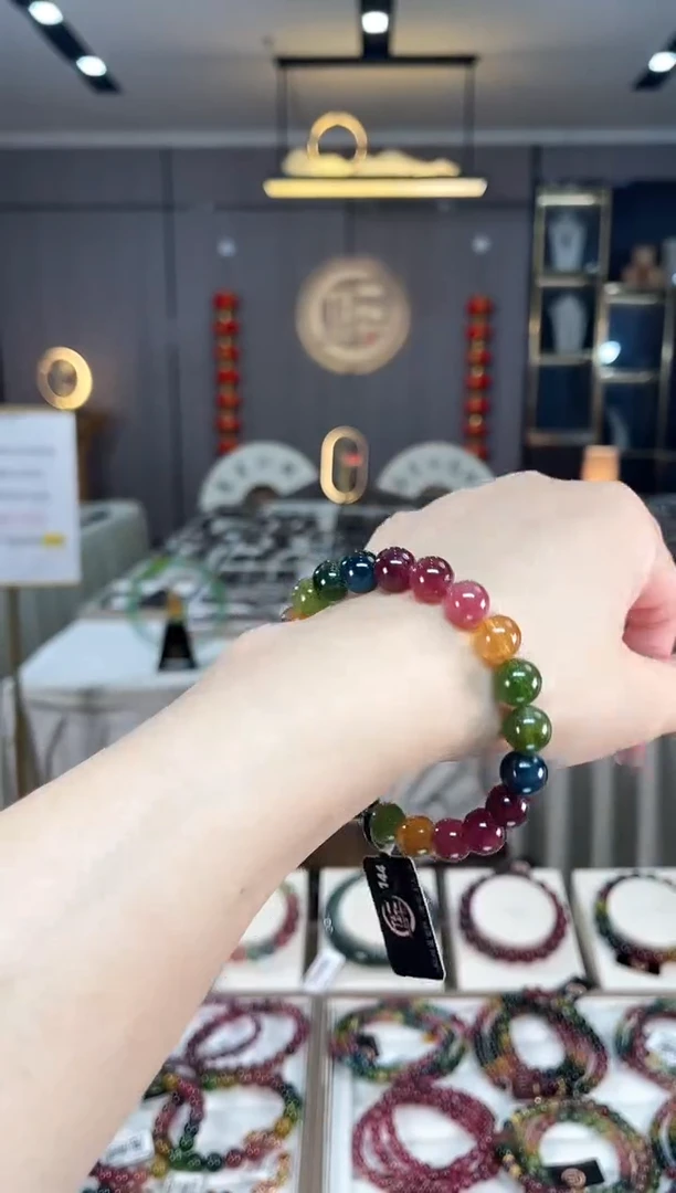 未镶嵌收藏级老矿碧玺单圈手串9mm+碧玺hon多样性发一条