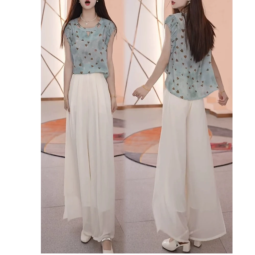 【两件套】【有里布】夏季新款两件套高档洋气新中式裤子套装D2704