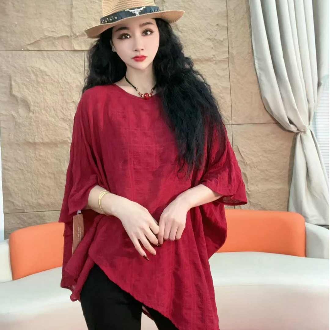 2392【凡家衣橱】气质时尚百搭洋气潮流不规则衬衫显瘦圆领