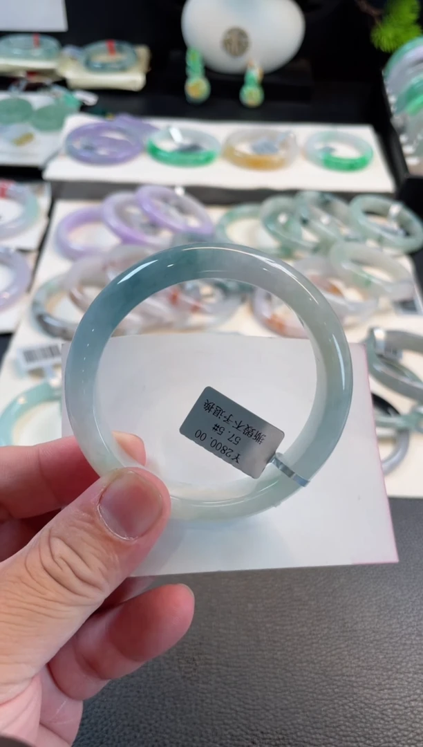 未镶嵌手镯翡翠手镯71-57#有纹有棉