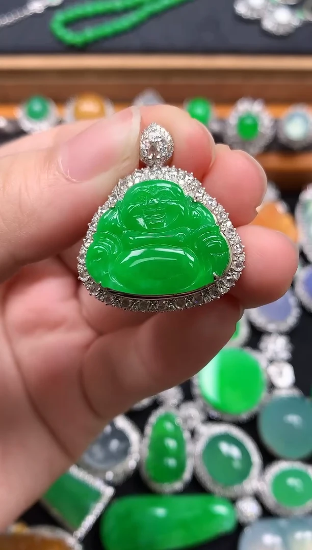 翡翠18K金镶嵌吊坠(不含链)翡翠