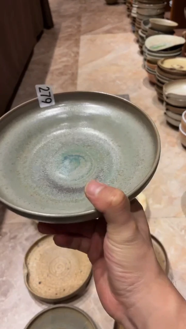 瓷片珂*279苏打蓝立口盘1个