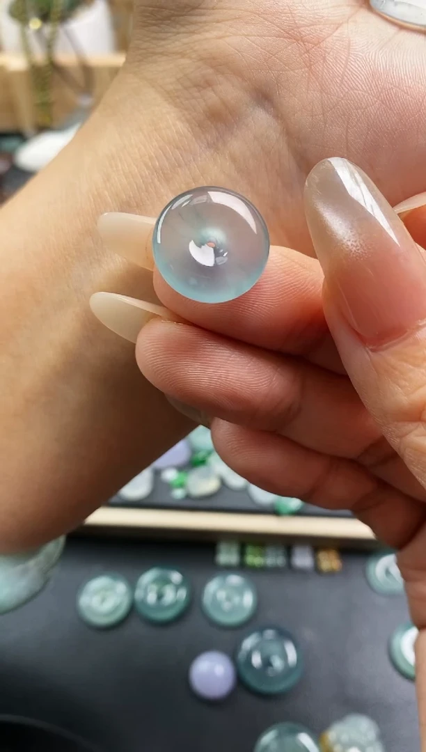 裸石翡翠米*平安扣 定向 米线