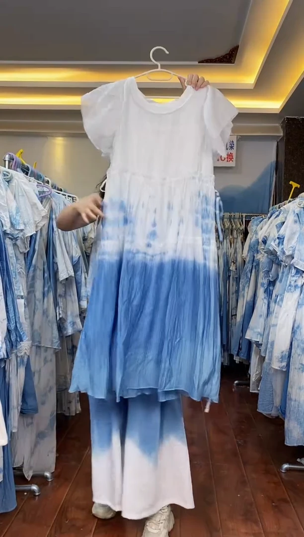 云浅蓝深 扎染服饰  9936