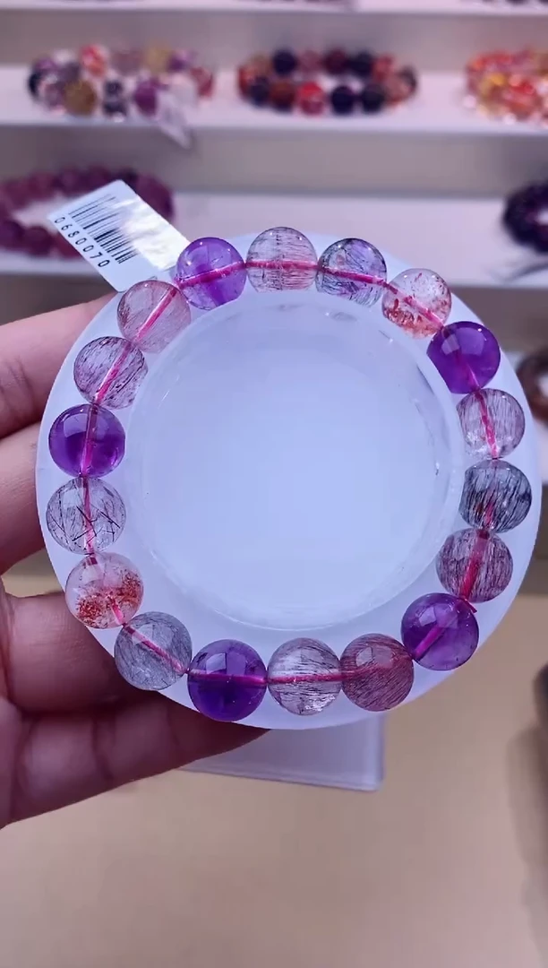 未镶嵌手串水晶黑加仑超七单圈11m+