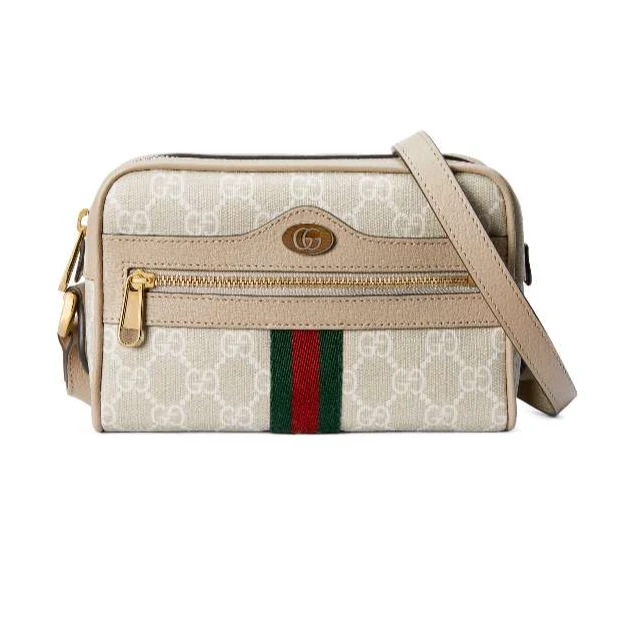 95新  GUCCI/古驰op老花相机包小号白色 单肩包 11474300女包