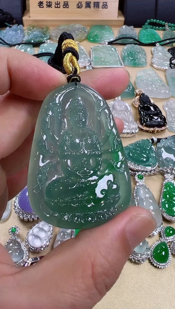 颈饰未镶嵌翡翠书*天然缅甸翡翠
