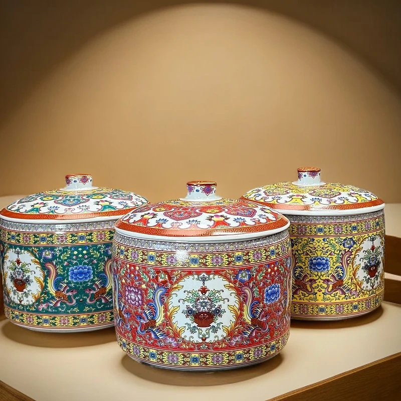 当代仿制 景德镇珐琅彩陶瓷罐家用厨房客厅储物装饰品