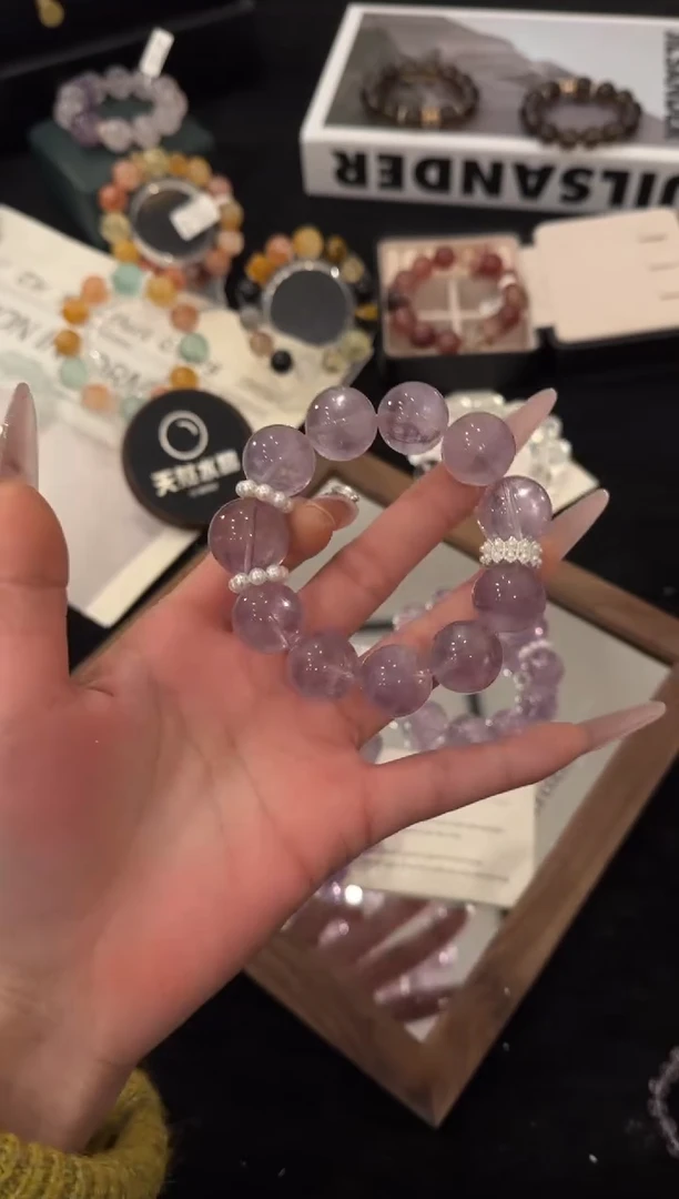 合金手链水晶紫兔毛x3592