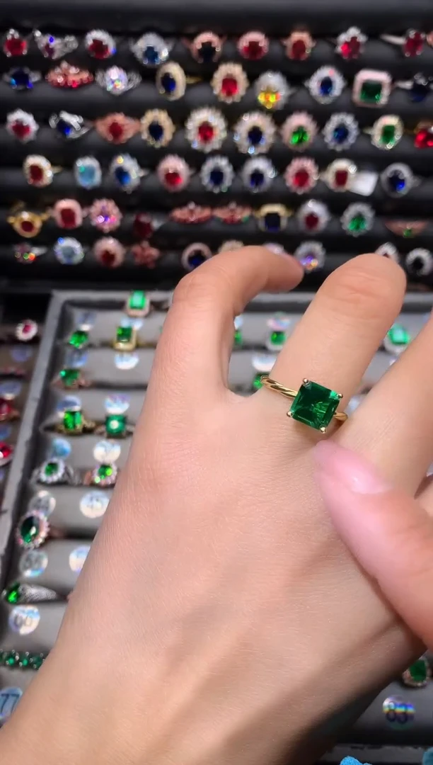 【闪购商品】透辉石戒指银S925镶嵌8金