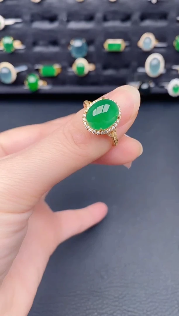 银S925镶嵌戒指翡翠天然a货翡翠102