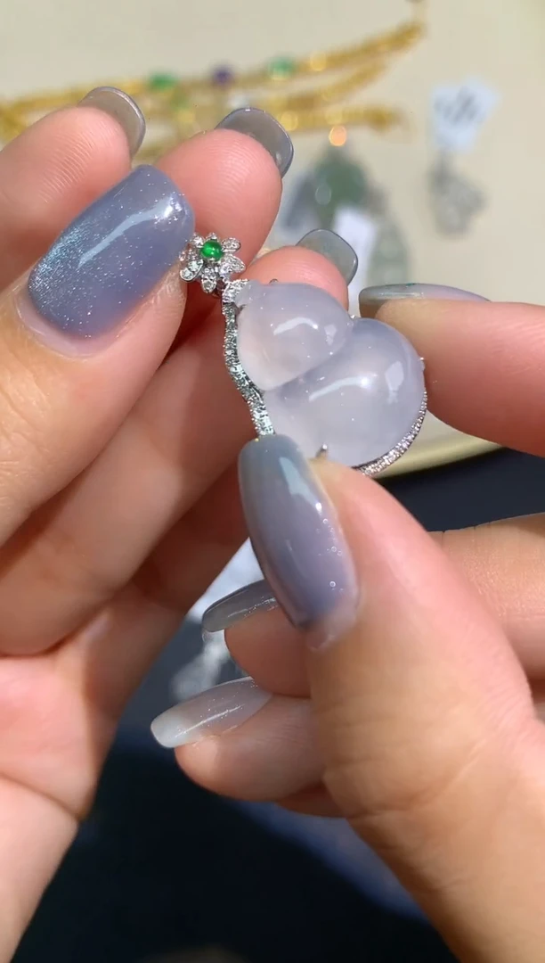 吊坠(不含链)18K金镶嵌翡翠吊坠A291|4980