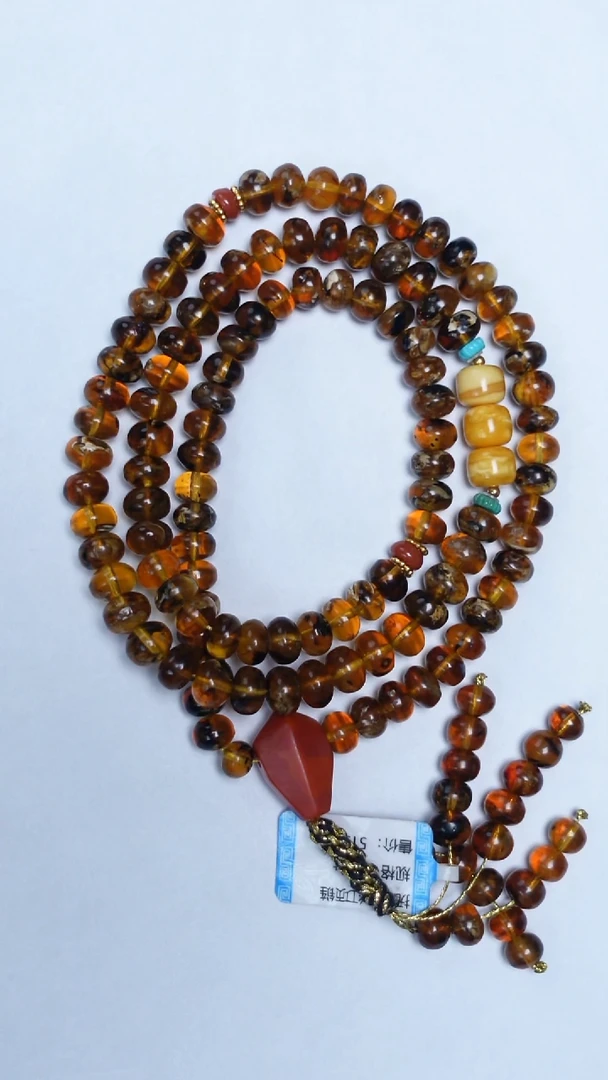 琥珀颈饰未镶嵌抚顺溶洞鼓珠项链