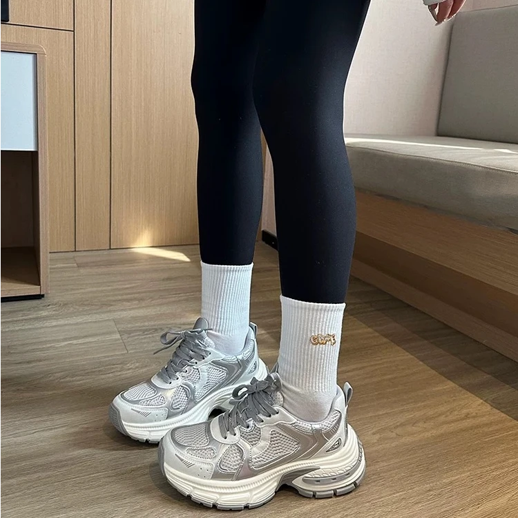 【云里雾里】春新款厚底增高百搭拼色系老爹鞋女88031