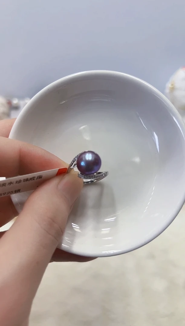 银S925镶嵌淡水珍珠DA戒指@@ll034