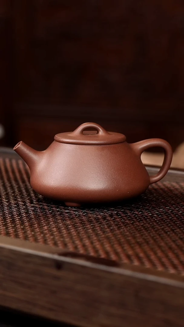 茶壶紫砂老紫泥平盖石瓢
