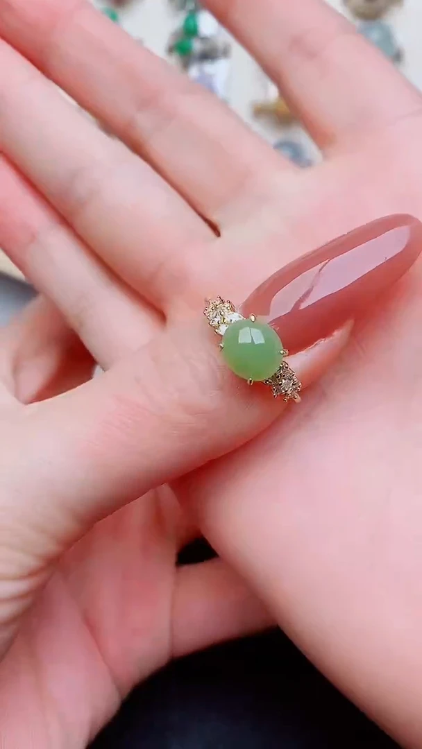 银S925镶嵌戒指翡翠乐*...