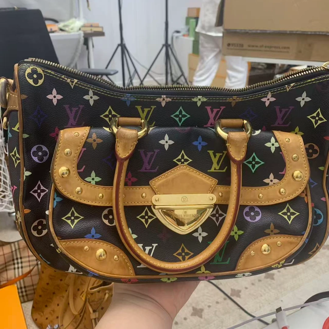 95新 LouisVuitton/路易威登  黑三彩元宝手提包ZB00011