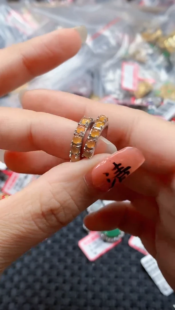 银S925镶嵌戒指翡翠天然A货缅甸翡翠