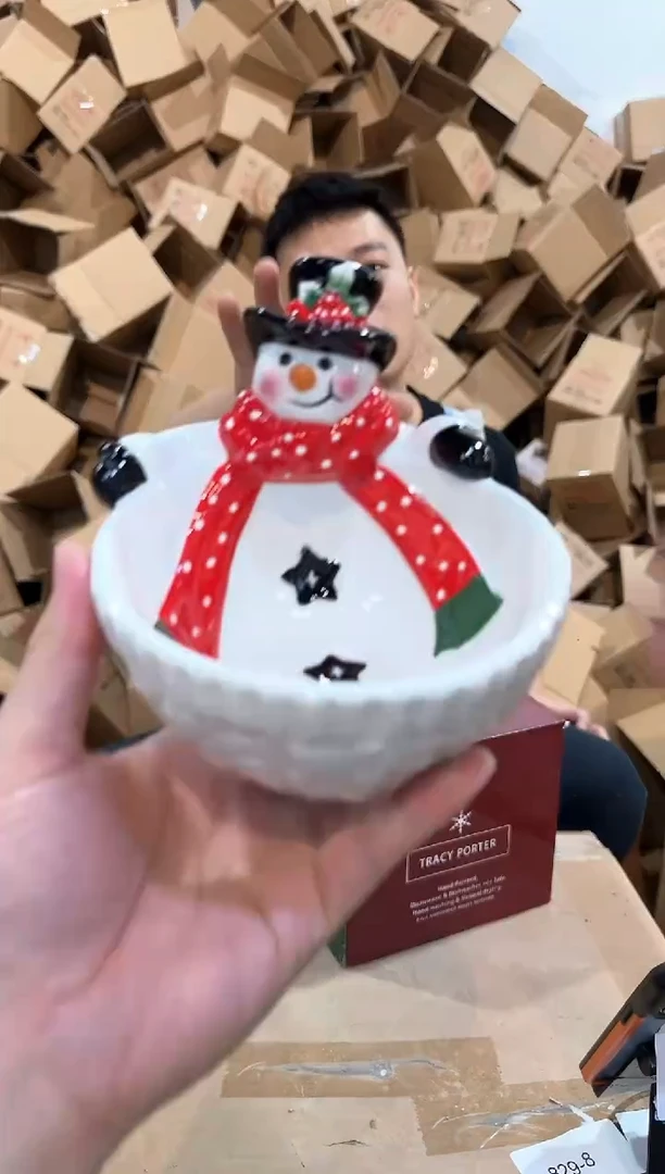 瓷片原盒雪人碗