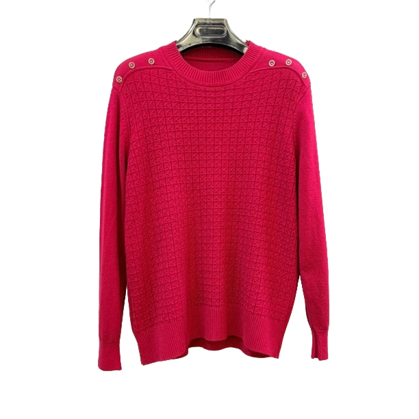 无缝一体绞花设计羊毛针织衫