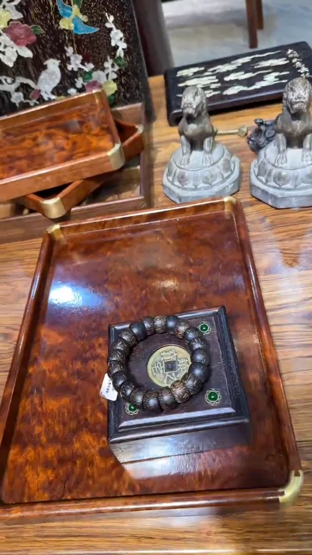 木香碗珠两件套邵氏紫檀木艺