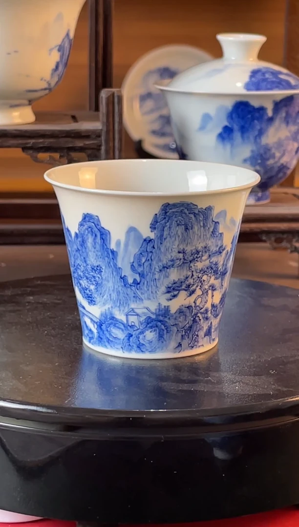 宋画精工山水杯子
