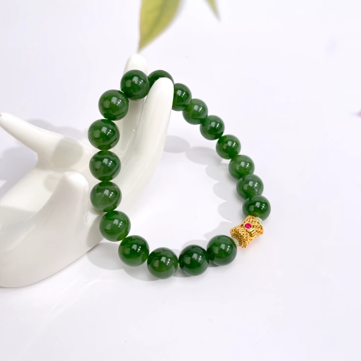 【春日珠宝】菲菲珠宝好*18K碧玉圆珠约10mm手串