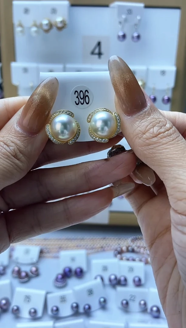 银S925镶嵌耳饰海水珍珠396