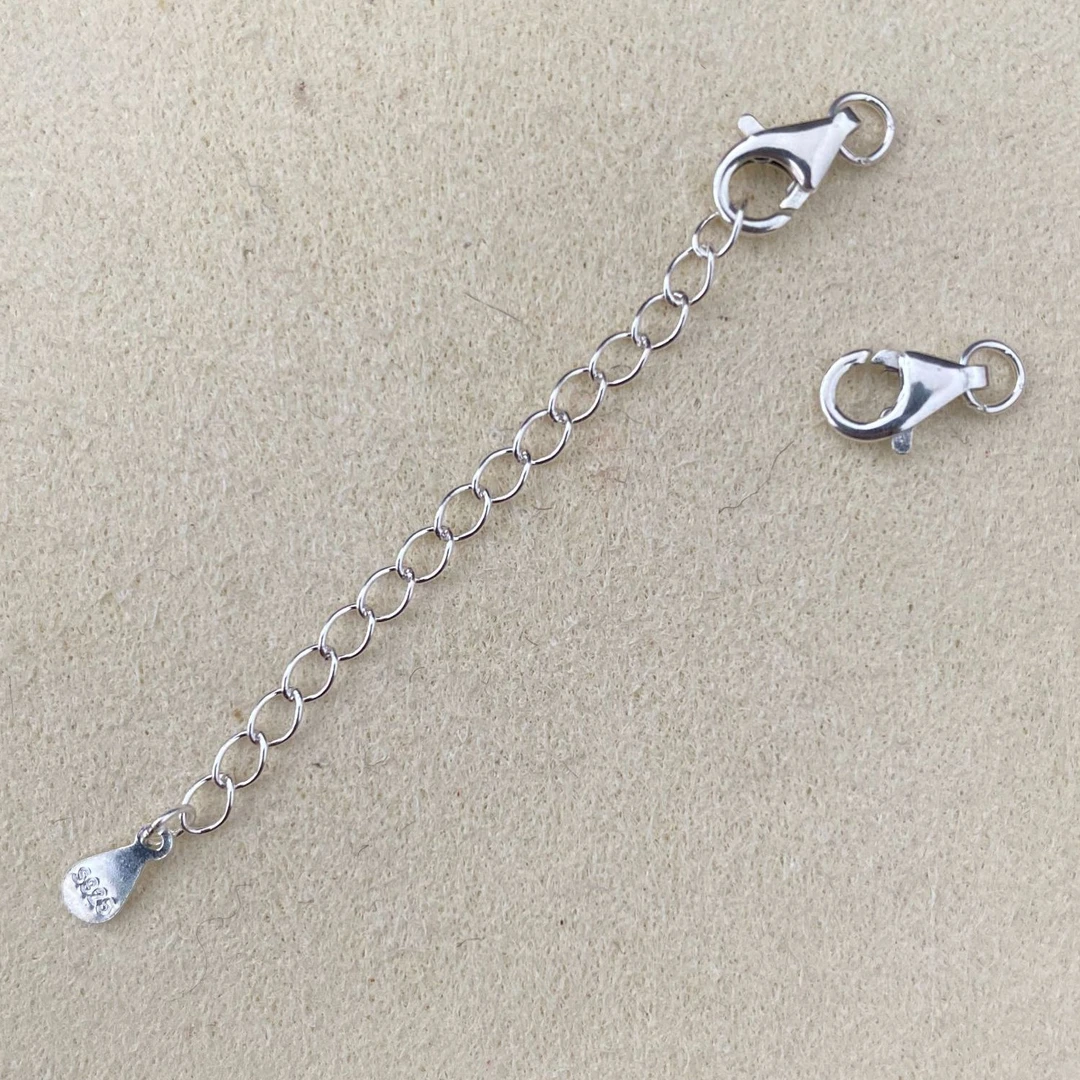 925银银制品 S925纯银龙虾扣尾链DIY银饰品配件项链尾链延长链
