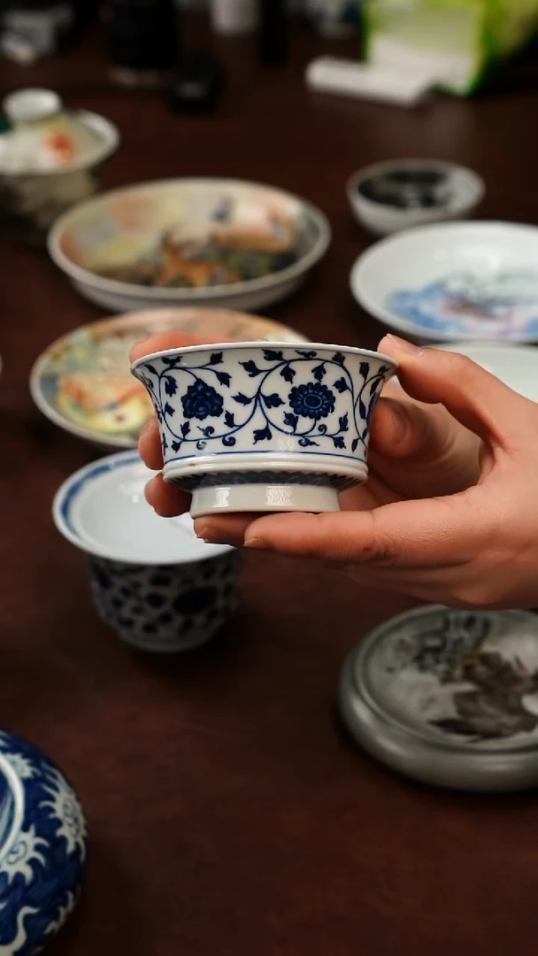 摆件陶景德镇瓷器，青花瓷手绘茶具~