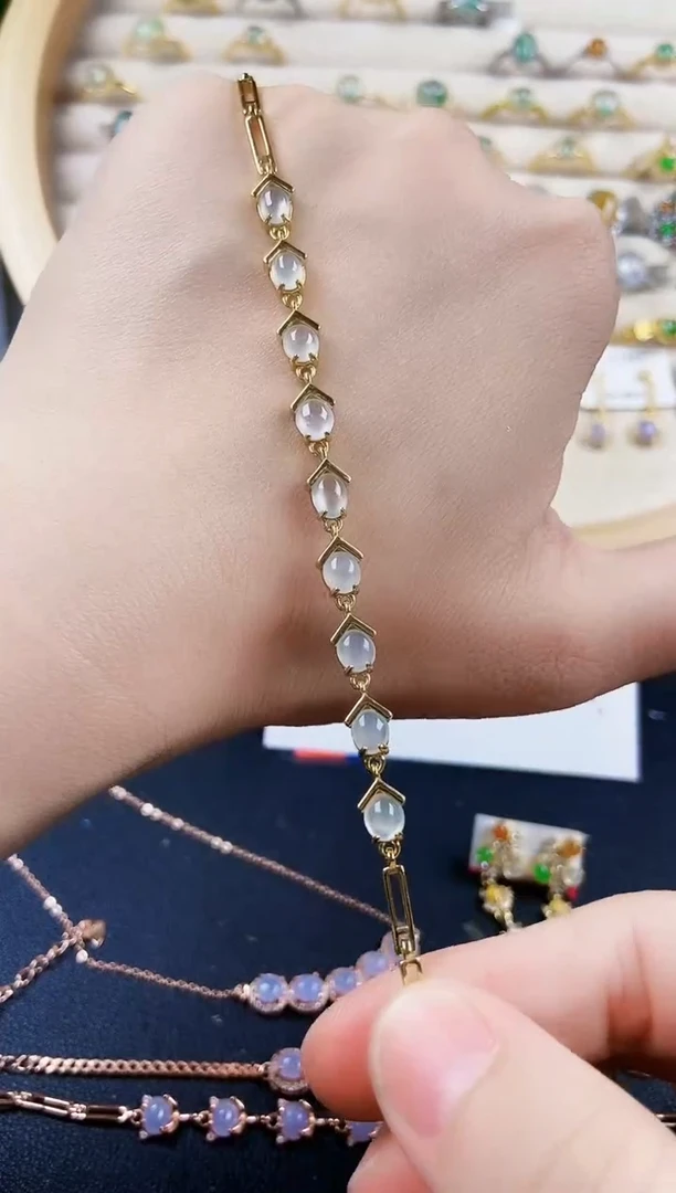 银S925镶嵌手链翡翠123849