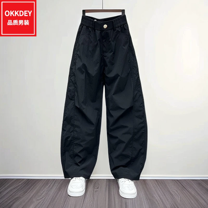 潮牌痞帅男士弯刀裤夏季新款透气休闲裤子高级感轻奢百搭阔腿长裤