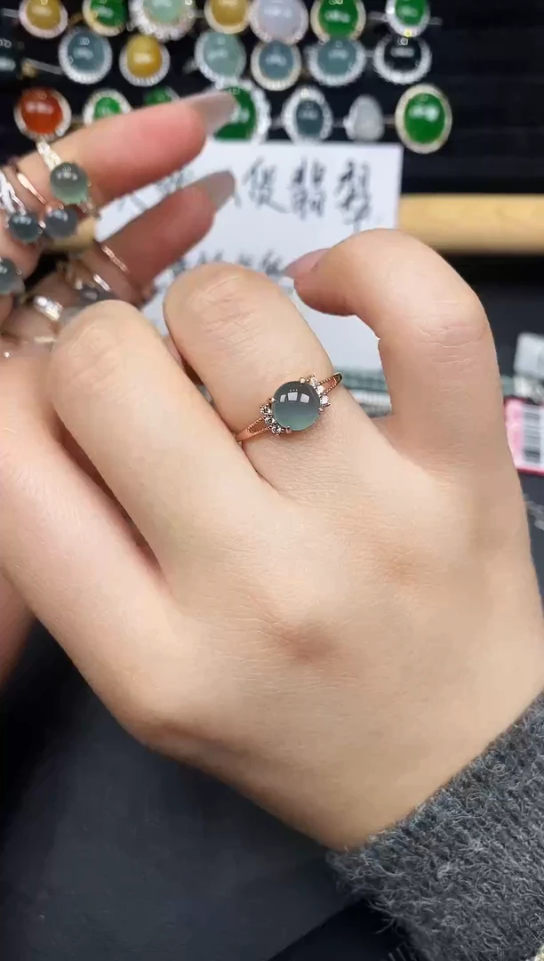 银S925镶嵌戒指翡翠738365