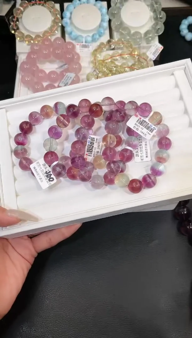 【闪购商品】萤石手链未镶嵌多样性发一彩萤石14mm