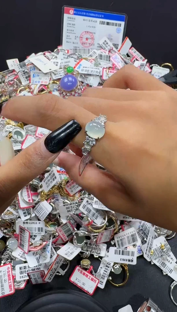 翡翠戒指银S925镶嵌戒指183