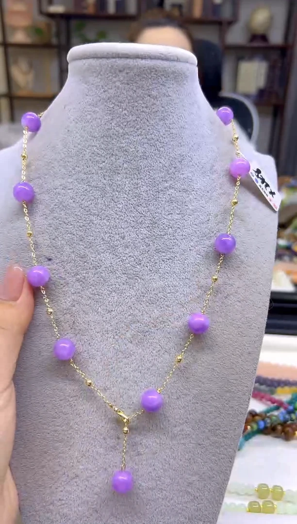 翡翠银S925镀金镶嵌颈饰DIY款X248