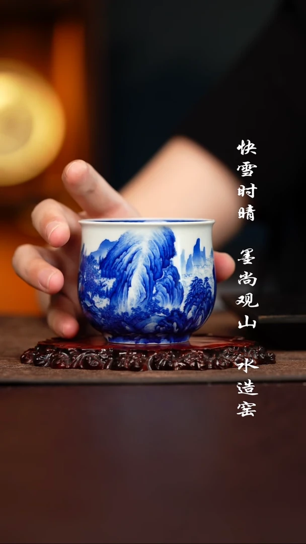 寻山晓隐溪山行旅图杯子