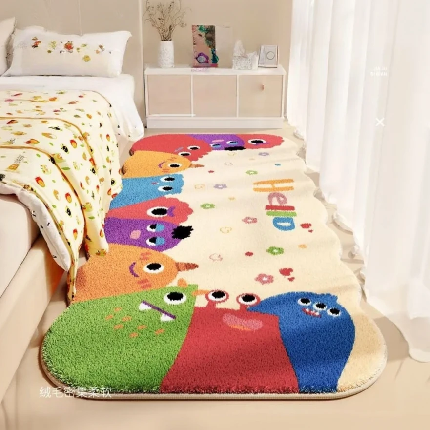 网红柔软卧室卡通长条加厚地毯榻榻米垫子可机洗地毯床边毯仿羊绒