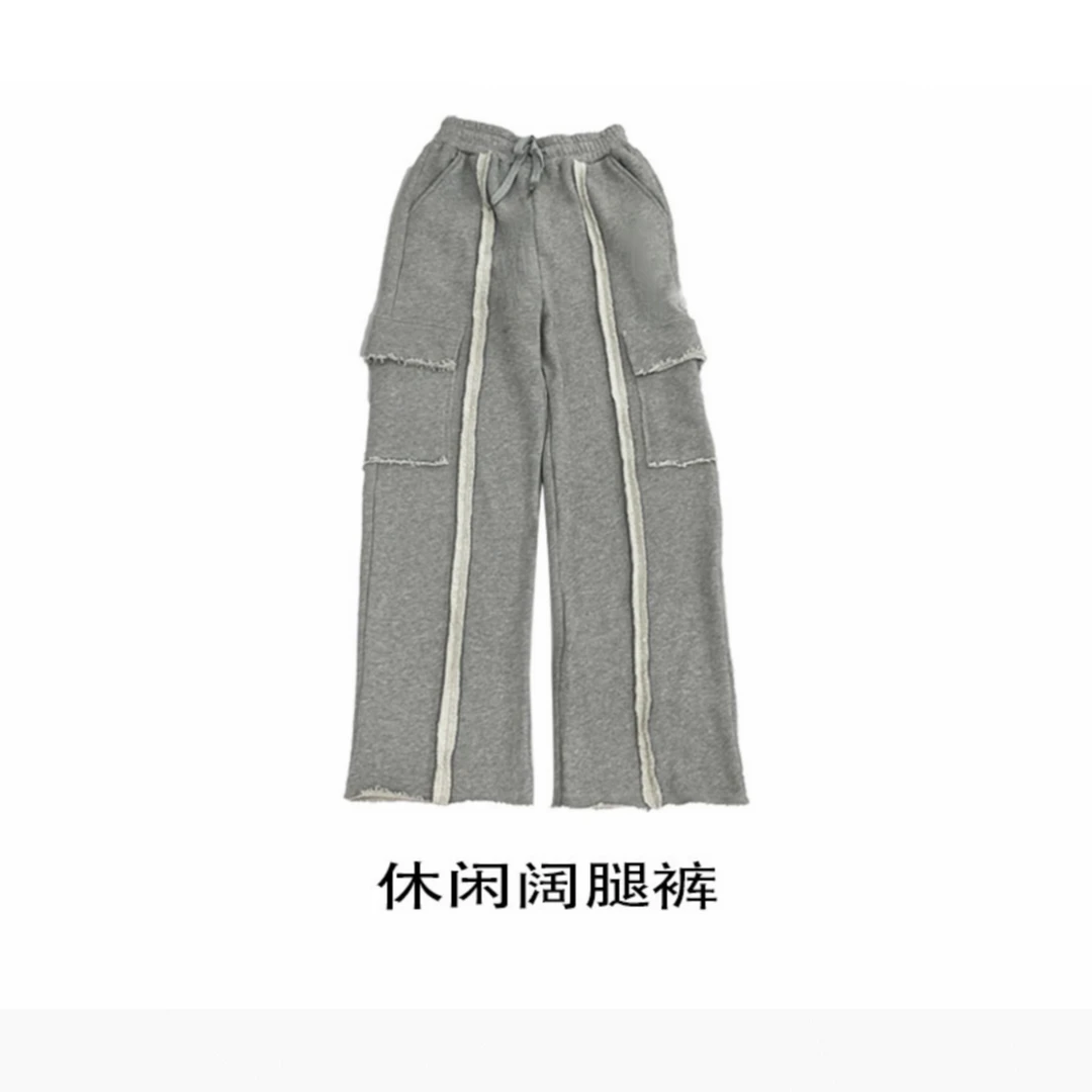 【伊人风尚服饰推荐】2024春季新款百搭织带休闲裤2335