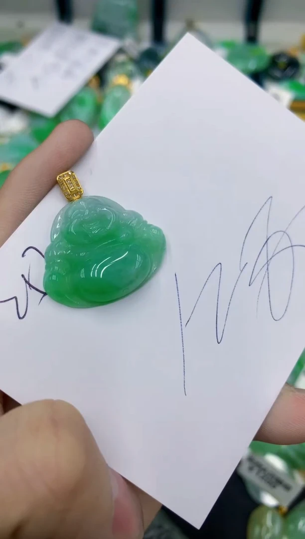 翡翠18K金镶嵌颈饰风***哥11111