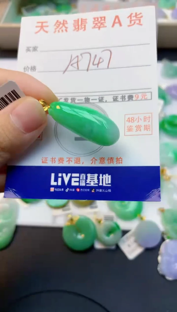 颈饰18K金镶嵌翡翠天然缅甸A货翡翠百元以上9元证书费自理