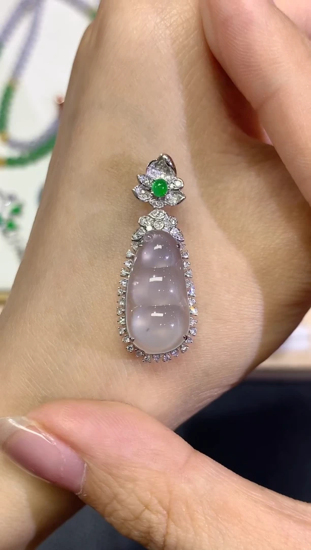 【闪购商品】翡翠颈饰18K金镶嵌团购35