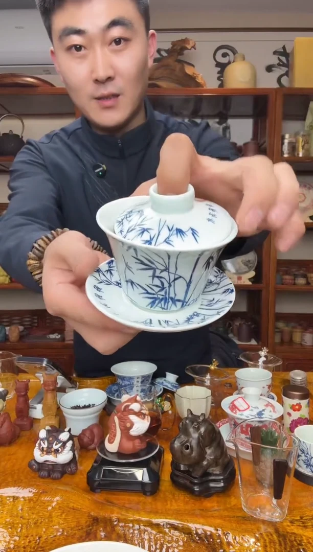 满绘盖碗精致好用卓玉堂 节节高升