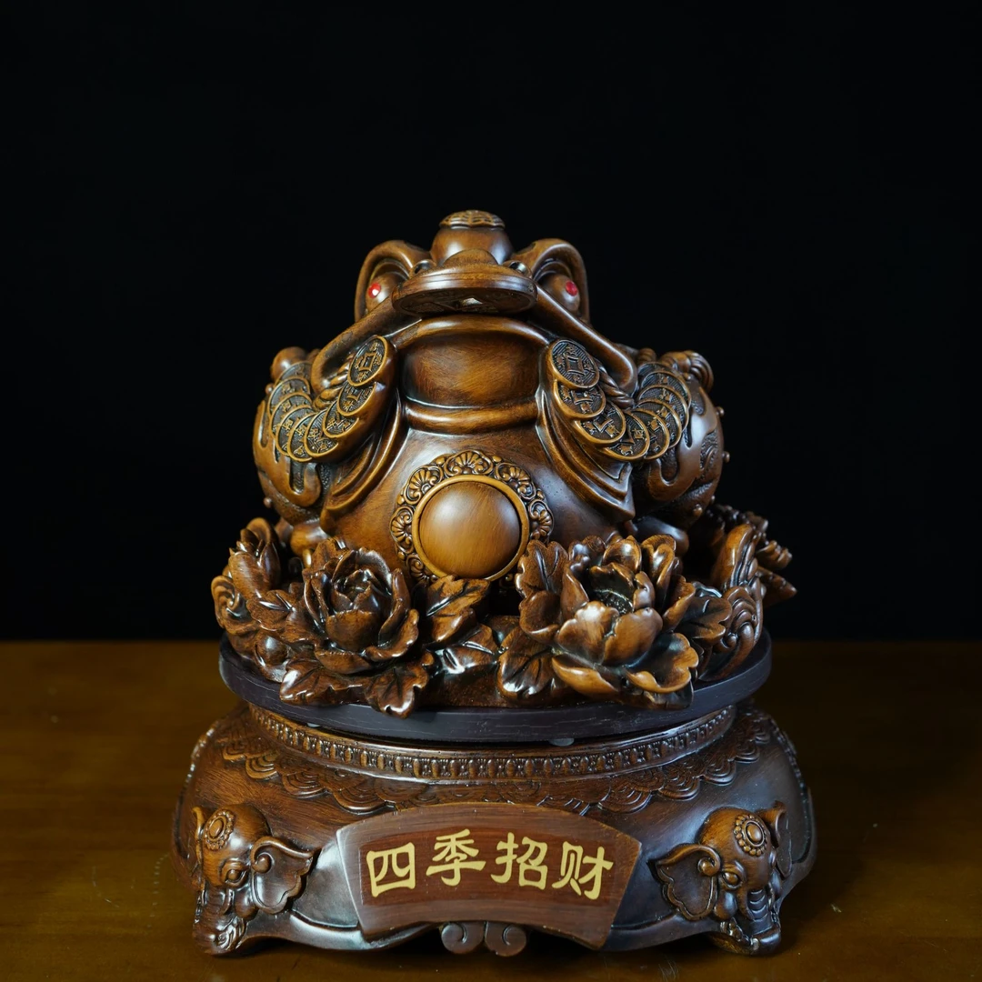 工艺品招财旋转金蟾可360摆件收银台客厅创意店铺（高24cm长24cm）