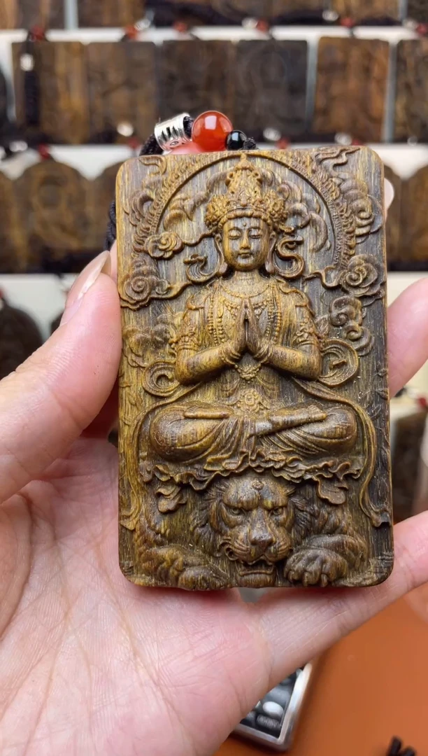 木木雕款芽庄 伏虎观音8cm送养香瓶