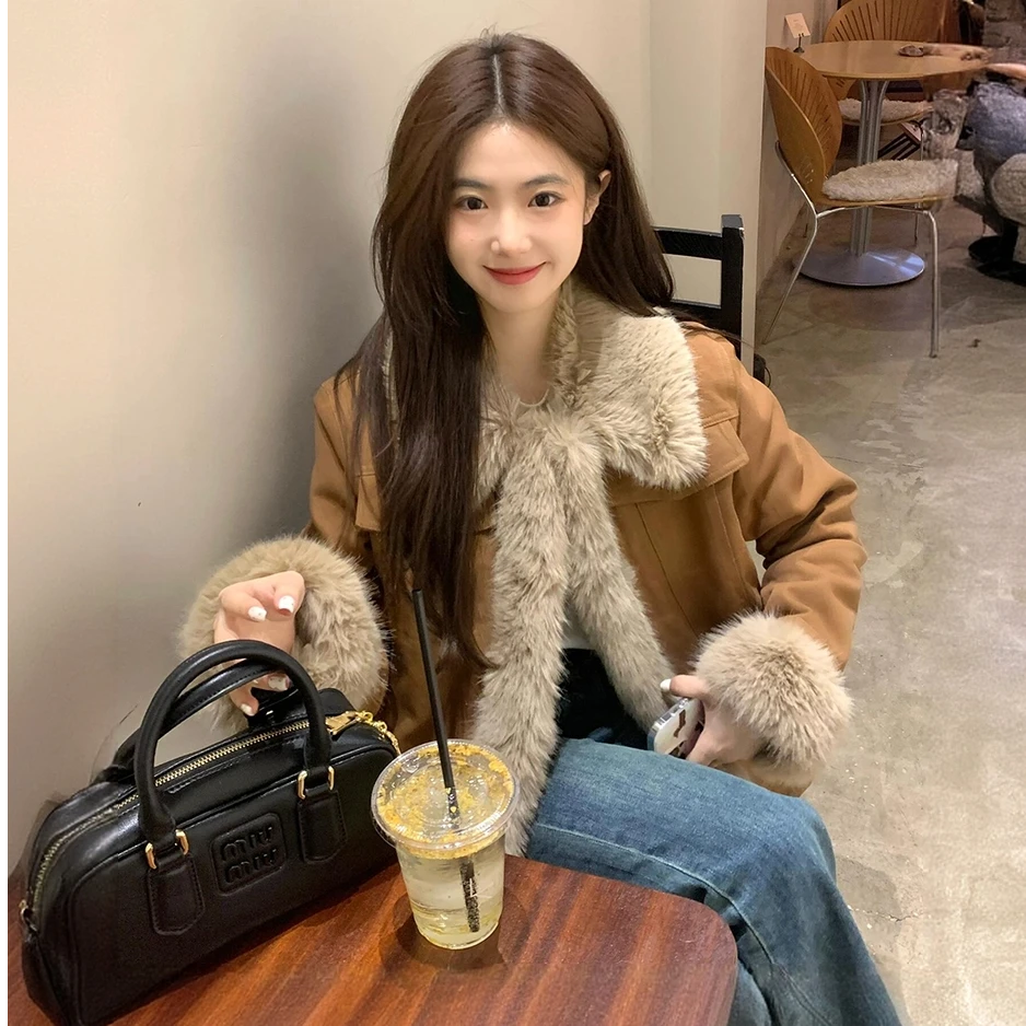 毛茸茸外套女冬季时尚韩版2025新款加厚环保新款时尚洋气百搭女装