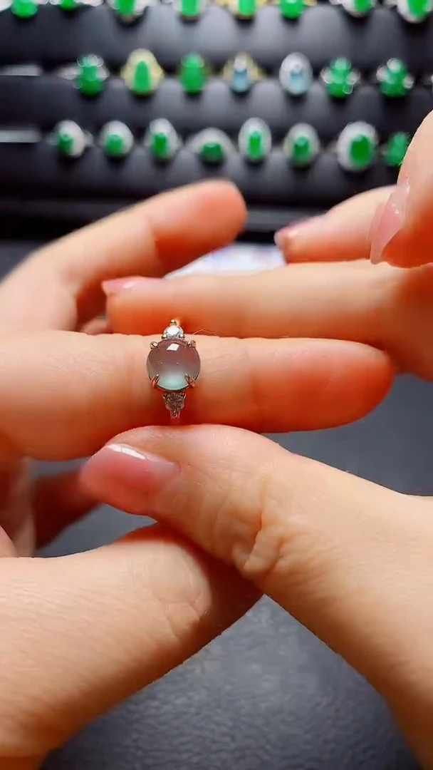 银S925镶嵌戒指翡翠天然翡翠A货s925银镶