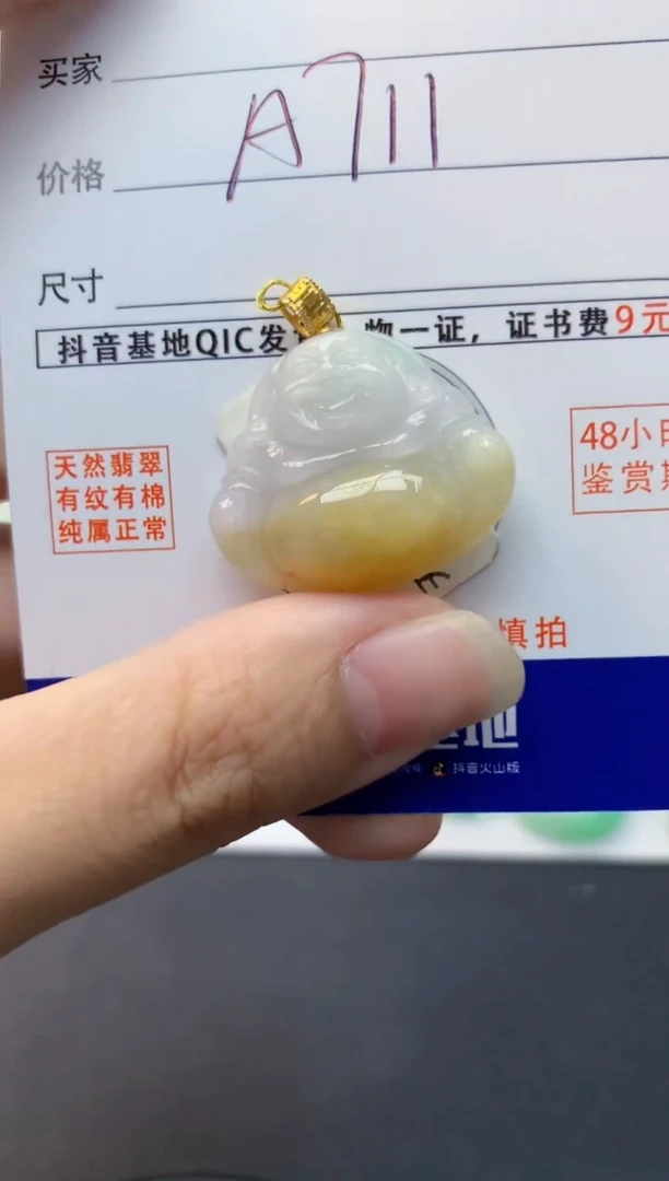 颈饰18K金镶嵌翡翠天然缅甸A货翡翠百元以上9元证书费自理